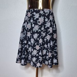 Floral Black and White Skirt